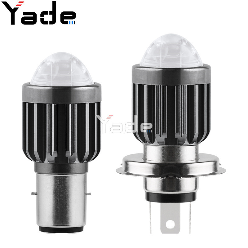 Đèn pha led H4 ba20d Hai Màu ống kính Xe máy điện đèn pha sửa đổi bóng đèn cao và đèn cốt Xinyi