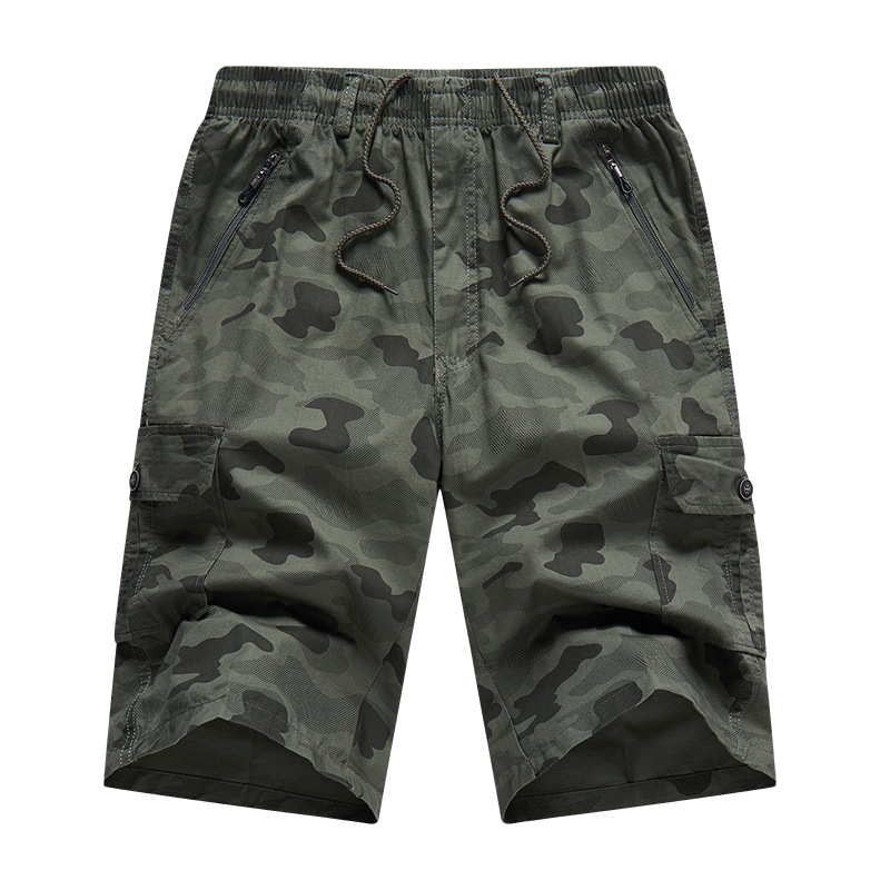 -A Quần Short Rằn Ri Kiểu Mỏng 100 Cotton Mùa Hè Quần Lửng Bảy Tấc Thường Ngày Nam Ống Đứng Rộng Rãi Mùa Hè Quá Đầu Gối 7 Quần Xẻ