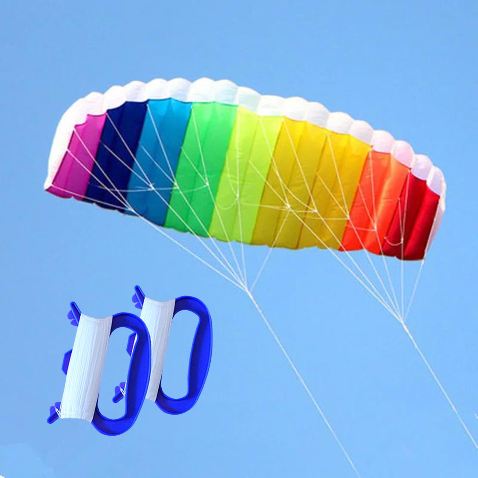 Perfeclan Double Line Stunt Parafoil Kite Sports Kite Rainbow Soft 1.4M Kite for Games Outdoor Entertainment