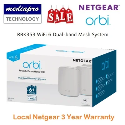 NETGEAR RBK353 Orbi WiFi 6 AX1800 Dual-band Mesh System ( Pack of 3 ) - 3 Year Local Netgear Warranty