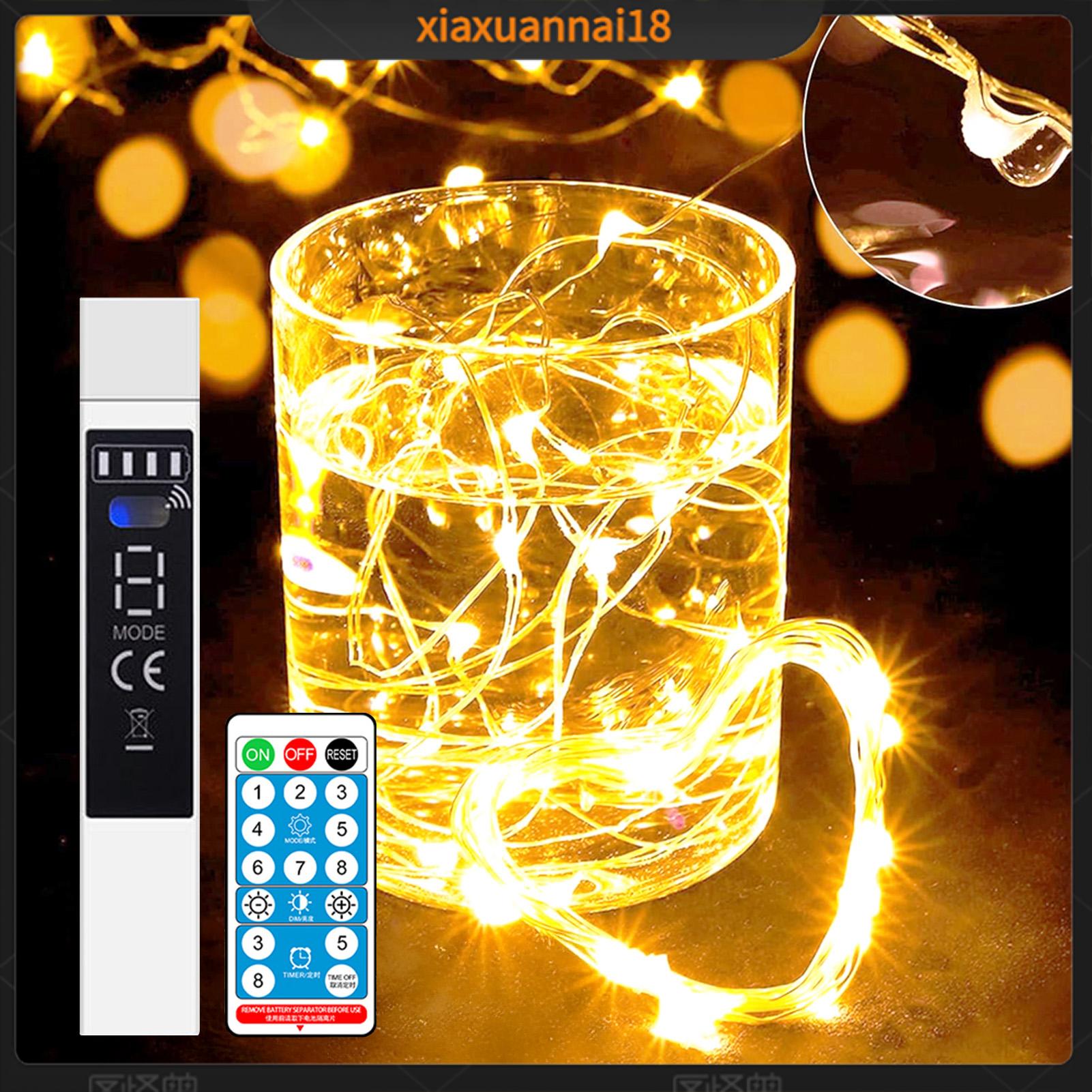 Xiaxuannai Bộ Nhớ Chức Năng LED Đèn dây đèn sạc Chuỗi 10/20M 200 LED đèn Cổ Tích Với Điều Khiển Từ Xa Cho Đám Cưới tiệc giáng sinh Trang Trí Nội Thất USB có thể sạc được Đèn dây Trong màu trắng ấm Với Hẹn Giờ