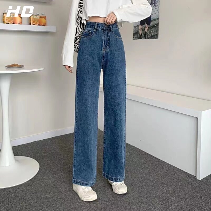 quần jean ống rộng lưng cao quần jean suông quần jeans nữ ống suông quần jean hàn quốc Quần jean nữ Miễn phí vận chuyển toàn quốc