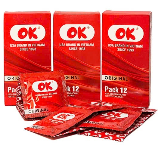  Bao cao su OK Original không mùi bổ sung chất bôi trơn và không chứa chất diệt tinh trùng  12 cái  