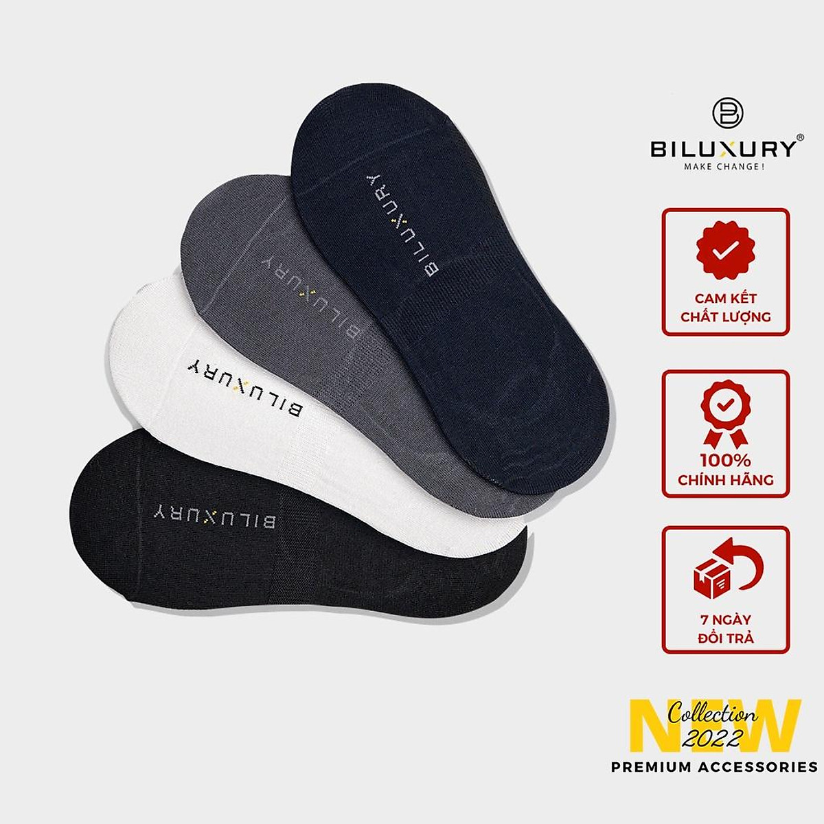 Tất lười nam chống tụt gót Biluxury dệt phối lưới thoáng mát