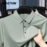 MPATHW  Áo polo nam thanh lịch, chất liệu lụa băng, thiết kế thoải mái phong cách kinh doanh và休閒