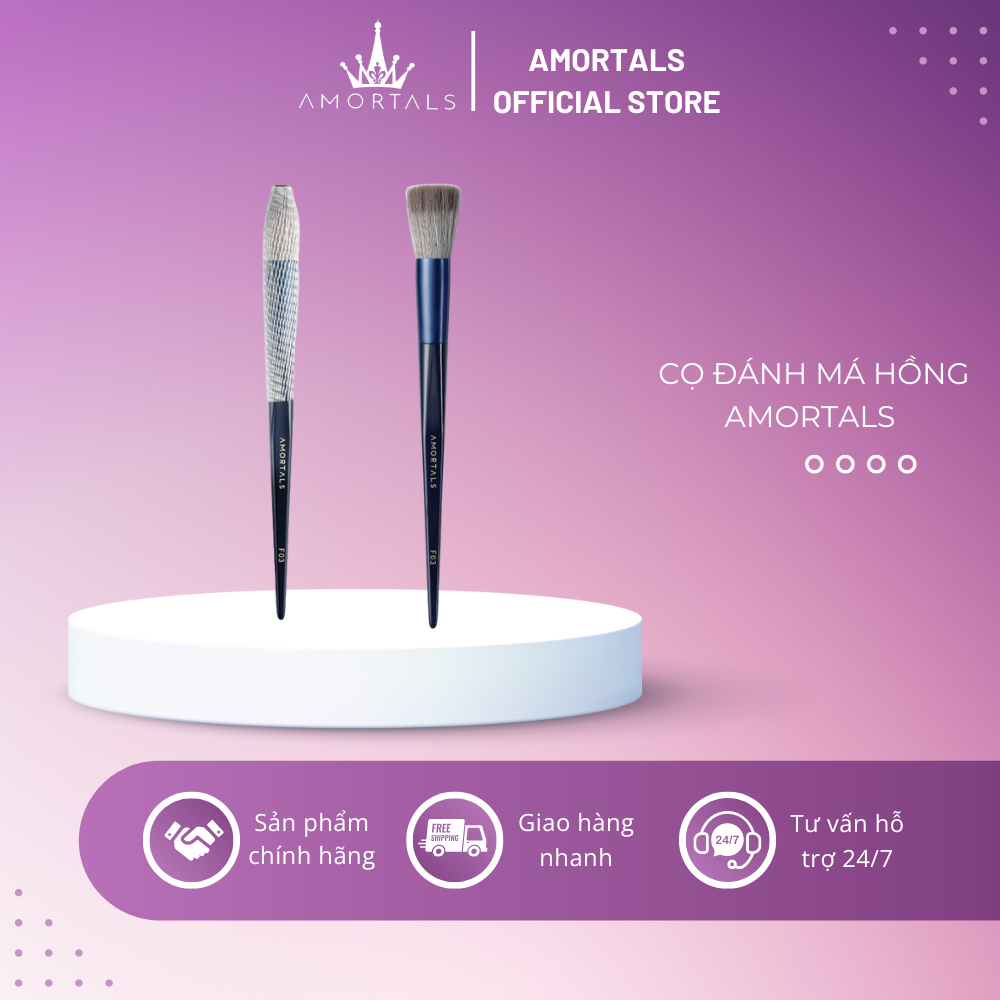 Cọ đánh phấn má hồng amortals tay cầm dài với lông cọ mềm mại đánh phấn trang điểm giúp làm nổi bật và đều màu da