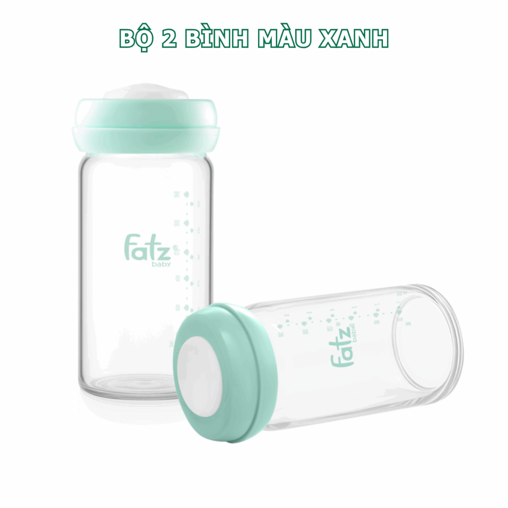 Bộ 2 Bình Trữ Sữa Thuỷ Tinh Cao Cấp FATZBABY STORE 3 180ml Chống Rò Rỉ Dùng Lâu Dài An Toàn Cho Bé