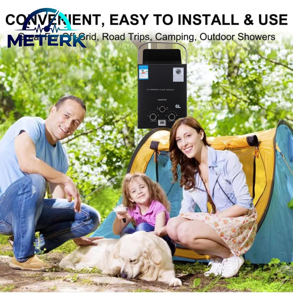 Meterk 1.58 GPM 6L เครื่องทำน้ำอุ่น Tankless แบบพกพา 40946 BTU เครื่องทำน้ำอุ่นกลางแจ้งพร้อมจอแสดงผลดิจิตอลแบตเตอรี่เครื่องทำน้ำอุ่นพร้อมการป้องกันหลายสำหรับการเดินทาง RV แคมป์ปิ้ง ราคา 10,914 บาท*ส่งฟรี