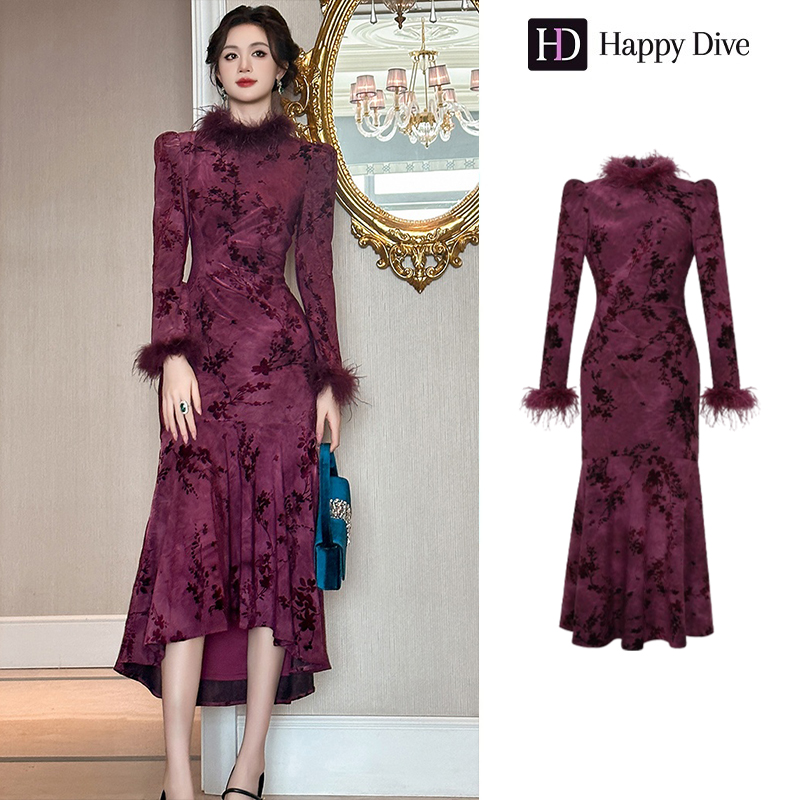 Happy Diva เดรสผู้หญิง เดรสสีม่วง เดรสกี่เพ้า เดรสหางปลา เดรสทำงาน เดรสไฮโซ เดรสวินเทจ เดรสออกงาน เดรสปาร์ตี้ ชุดราตรี 45061 ราคา 1,499 บาท*ส่งฟรี