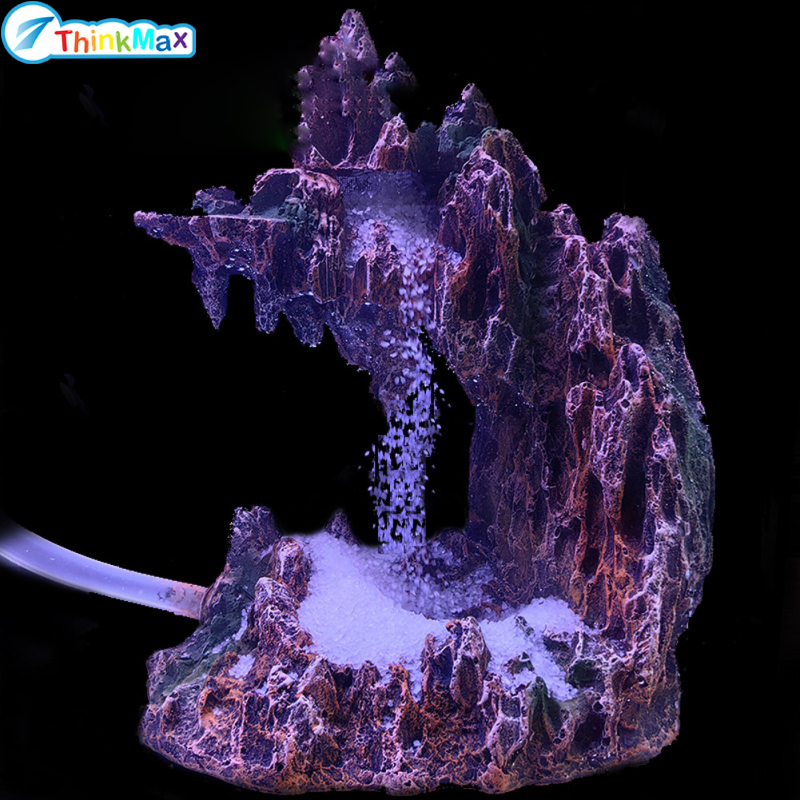 Fish Tank Rockery Decor, Artificial Aquarium Rockery Underwater Sand Waterfall Decor, Resin Mountain Landscape Ornament, Fish Tank Decorations ราคา 844 บาท*ส่งฟรี