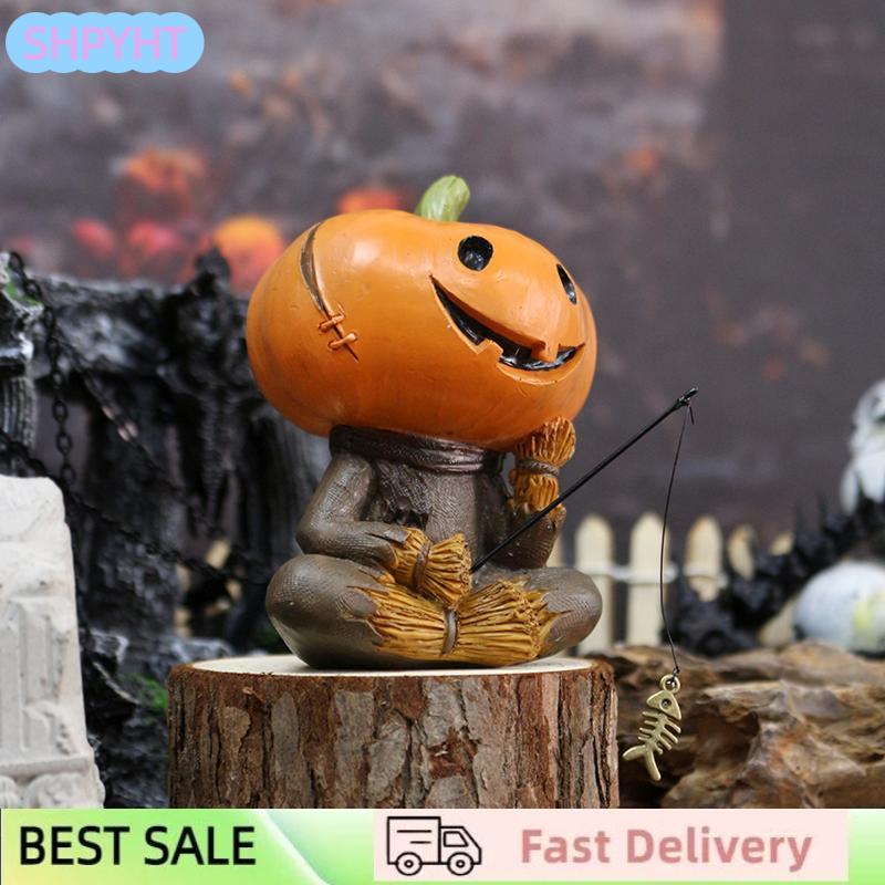 SHPYHT ตุ๊กตาหัวฟักทองรูปฮาโลวีนตลกรูปปั้นหัวหุ่นไล่กากลางแจ้งลานกระถางดอกไม้ตกแต่งระเบียง ราคา 165 บาท*ส่งฟรี