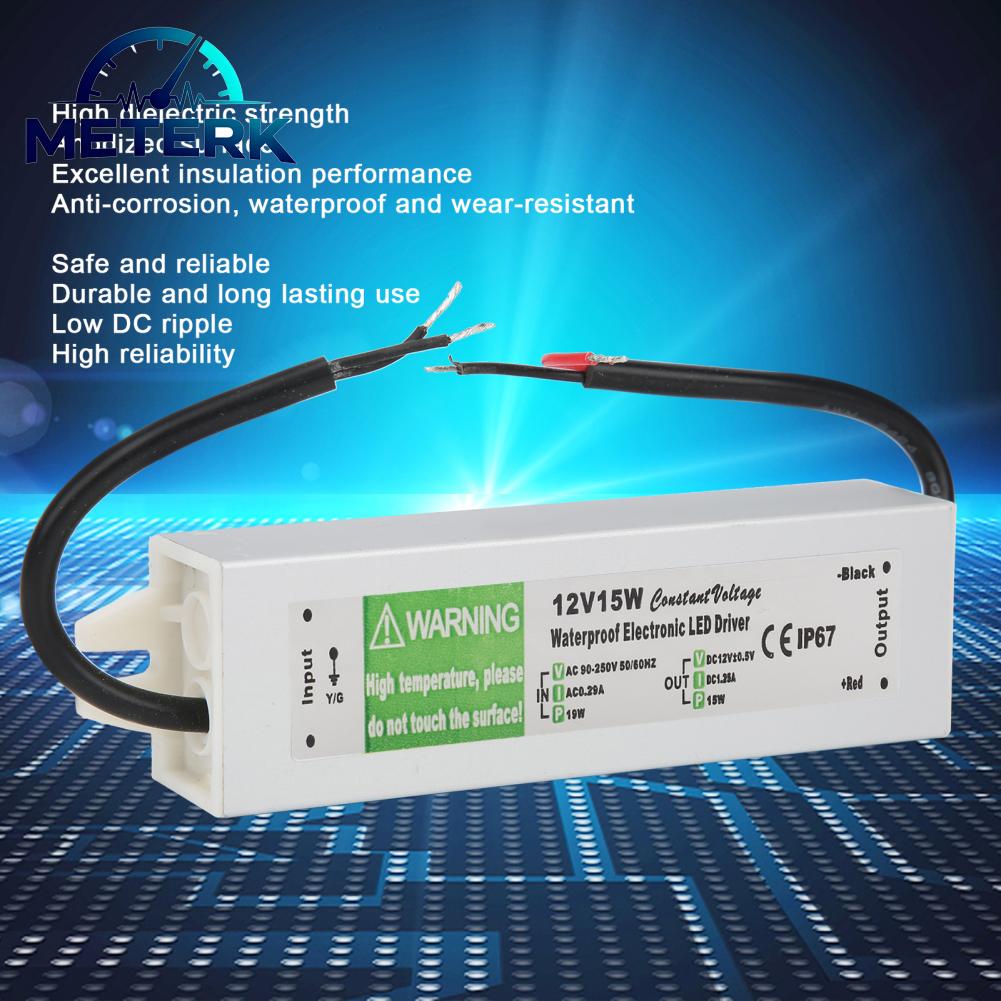 Meterk Switching Power Supply Waterproof DC 12/24V LED Driver 15W AC90-250V Safe Ultra‑thin for Electronic Product Giá 122,000 Đồng*Miễn phí vận chuyển