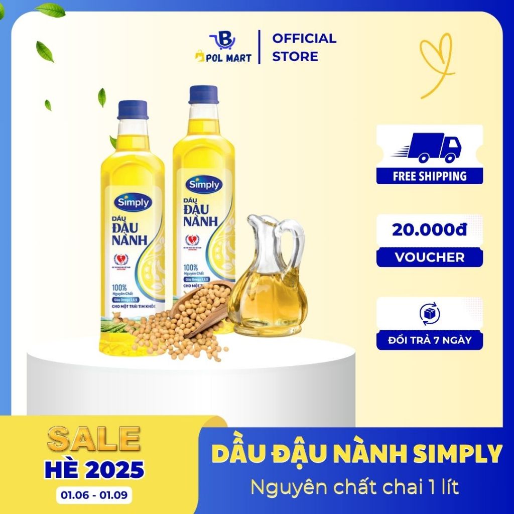 Dầu đậu nành simply nguyên chất an toàn cho sức khỏe chai 2L