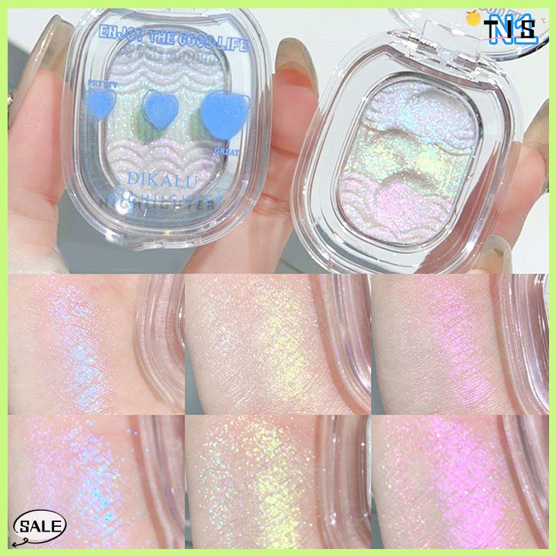 Follow Get New【TIS】 Dikalu khoai tây nghiền kết cấu long lanh Phấn mắt màu tím vàng hồng ngọc trai long lanh cơ thể Highlighter 3 trong 1 Bảng trang điểm - 2