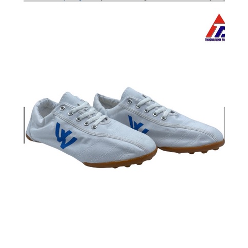 Giầy vải Thượng Đình có đinh bảo hộ đá bóng BD05 - Màu trắng xanh