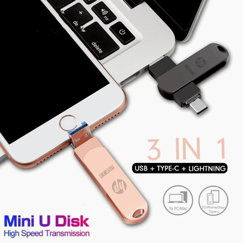 HP PenDrive 1TB 2TB USB Flash Drive for IOS Android Pendrive USB Stick Key for iPhone17/16/15/14/12/11/X/8/7/6 ราคา 525 บาท*ส่งฟรี