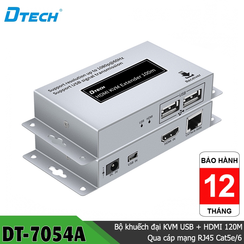 Bộ Khuếch Đại HDMI KVM + USB 100M DTECH DT-7054A