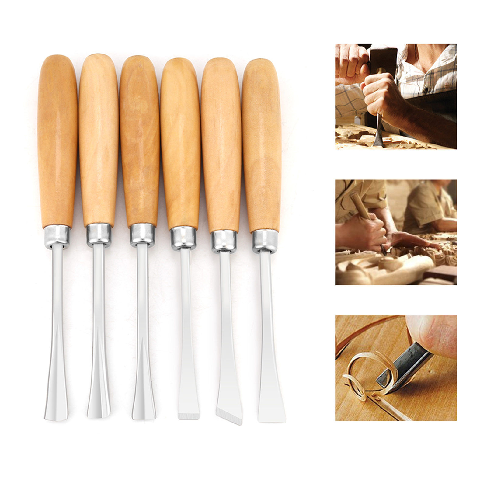 Bộ đục tay 6 chiếc Bộ đục tay chạm khắc gỗ chuyên nghiệp Dụng cụ điêu khắc chế biến gỗ tự làm dành cho chuyên gia và người nghiệp dư trong lĩnh vực chế biến gỗ