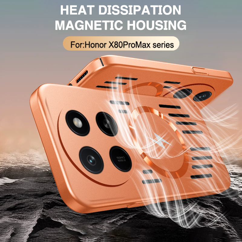 Breathable Phone Case for Honor X80 Pro Max 5G Magnetic Wireless Charging Hard Cooling Heat Dissipation Straight Edge Back Cover