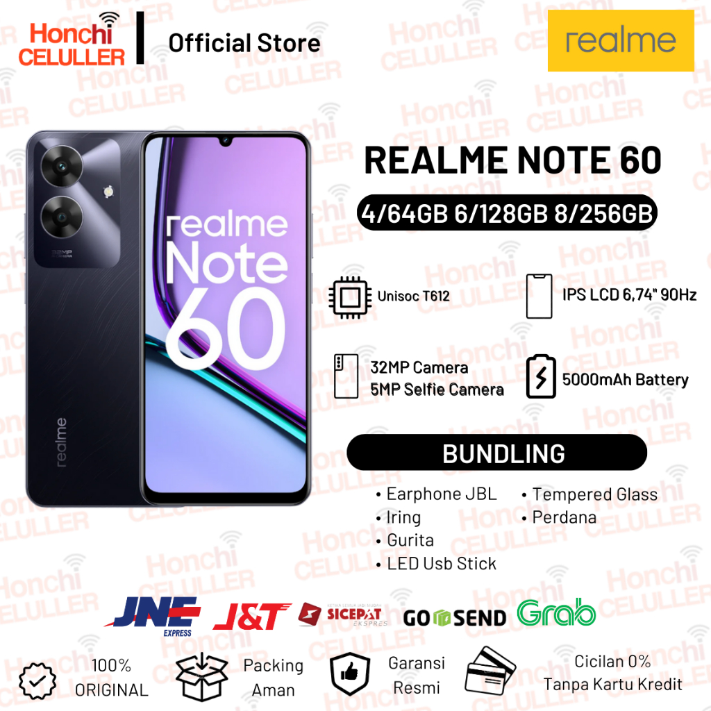 Realme Note 60 8GB/256GB 4/64GB 6/128GB ArmorShel Protection | TÜV Rheinland | 32MP Camera| 48-month Fluency | IP64 Dust & Water Resistanc Garansi Resmi Indonesia Harga  1,249,000 Ringgit*Penghantaran Percuma