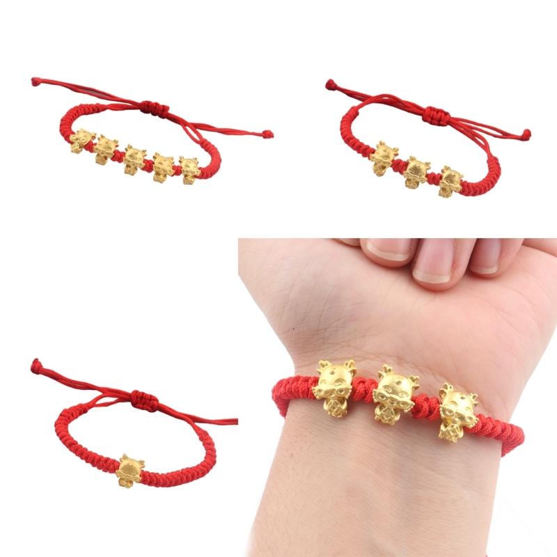 Thanh Lịch Màu Đỏ Dệt Vòng Đeo Tay Trung Quốc 12 Zodiacs Dấu Hiệu Handchains Handmade hình rồng Vòng