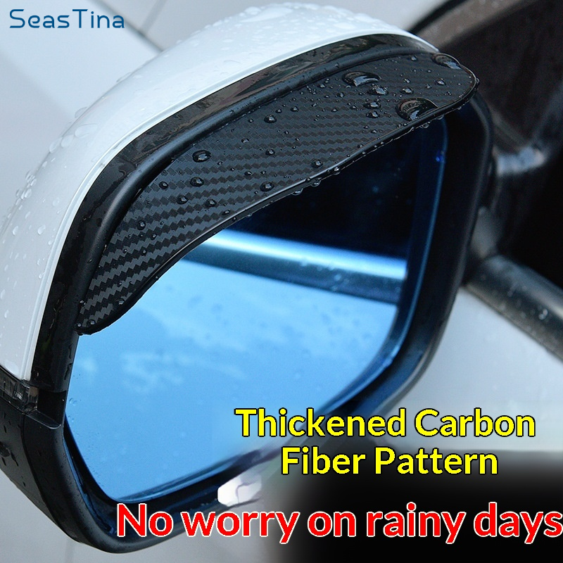 SeasTina Upgraded Thick Carbon Fiber Pattern Car Side Mirror Rain Visor, Anti-Drip Water Repellent Design for Clear Visibility Giá 17,000 Đồng*Miễn phí vận chuyển