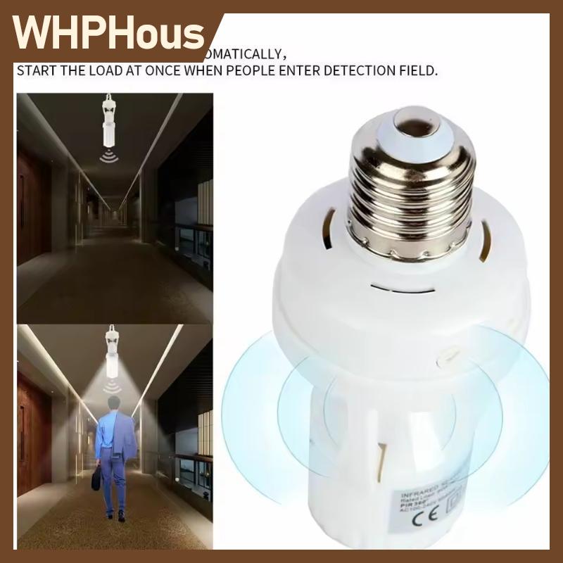 WHPHous โคมไฟเหนี่ยวนำมนุษย์ AC 85-265V ที่ใส่เซ็นเซอร์จับการเคลื่อนไหว PIR สวิตช์ปรับเวลาได้360องศานำโคมไฟกลางคืนฐานซ็อกเก็ต E27 ราคา 61 บาท*ส่งฟรี