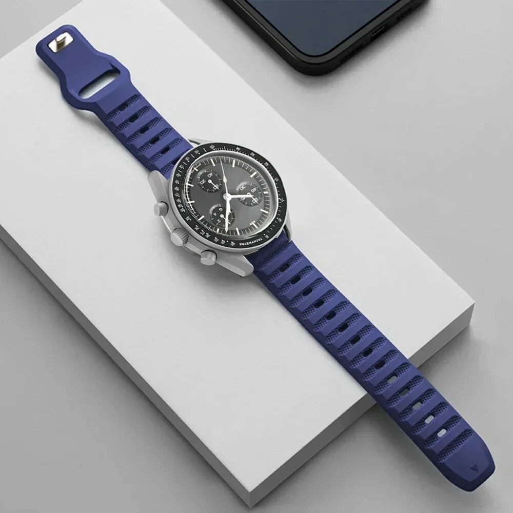 20mm 22mm Dây đeo Silicon cho Omega x swatch Doanh moonswatch hành tinh Dây đồng hồ nhanh chóng thay thế vòng tay thể thao Samsung Galaxy xem 6 5 4 40/44mm 3 41mm