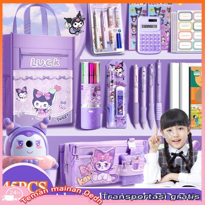 45Pcs Kuromi Stationery Set for Elementary School Students High Value Study Supplies Stationery hadiah…