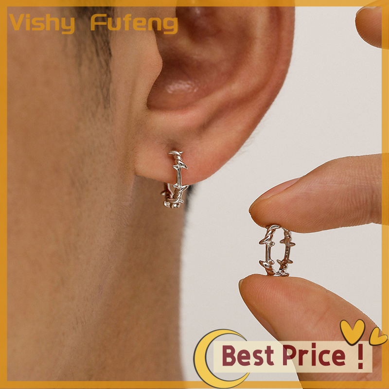 Vishy 1Pair Gothic Silver Color Thorns Hoops Earrings For Women Men Teens Punk Fashion Trendy Party Jewelry Aesthetic Accessories