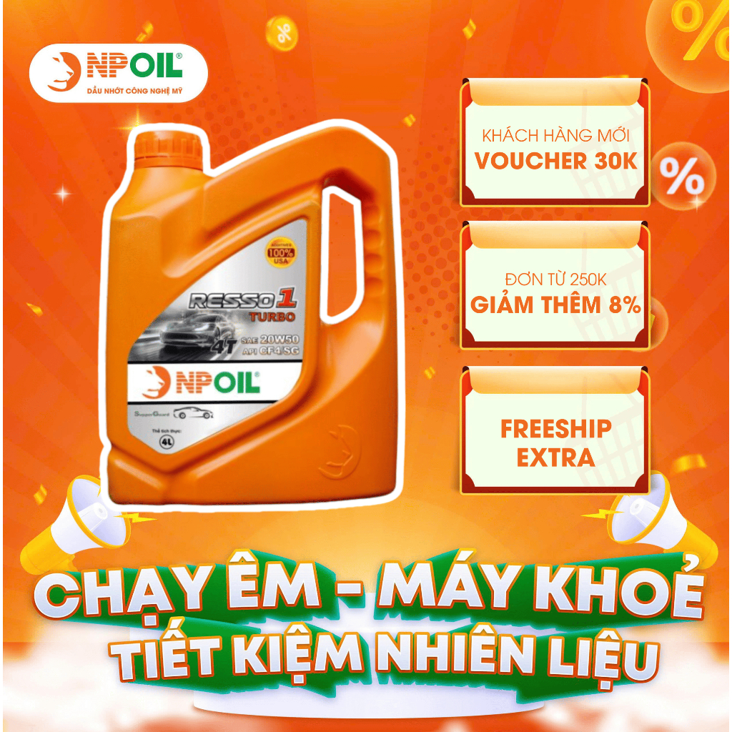 Dầu động cơ xe ô tô 4 thì NPOIL Resso 1 API CF4/SG, 20W50