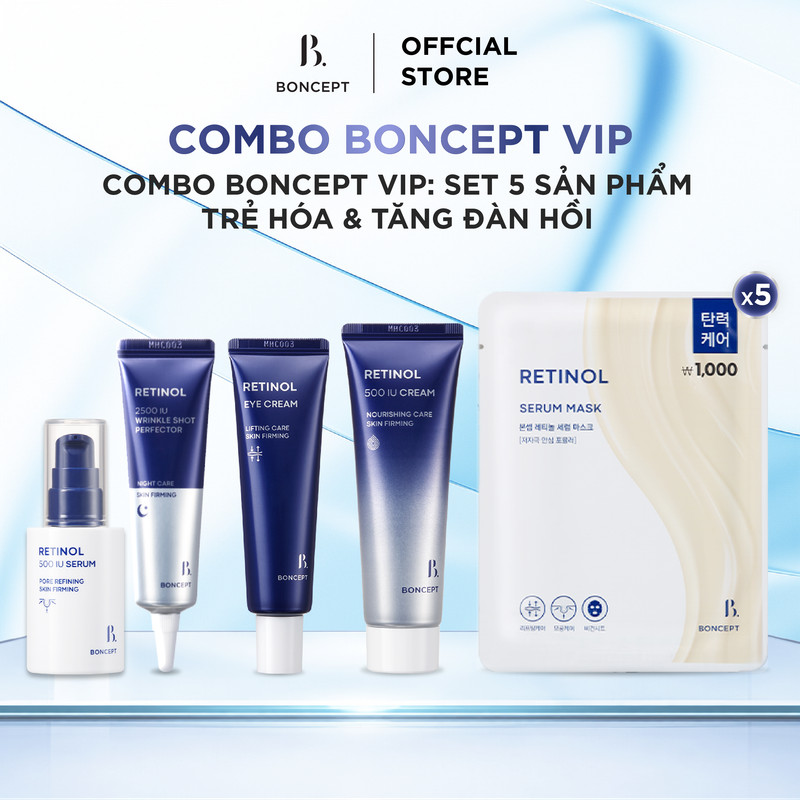 Combo Set 5 Sản Phẩm Retinol Boncept - Trẻ Hóa Da, Tăng Đàn Hồi & Giảm Nếp Nhăn