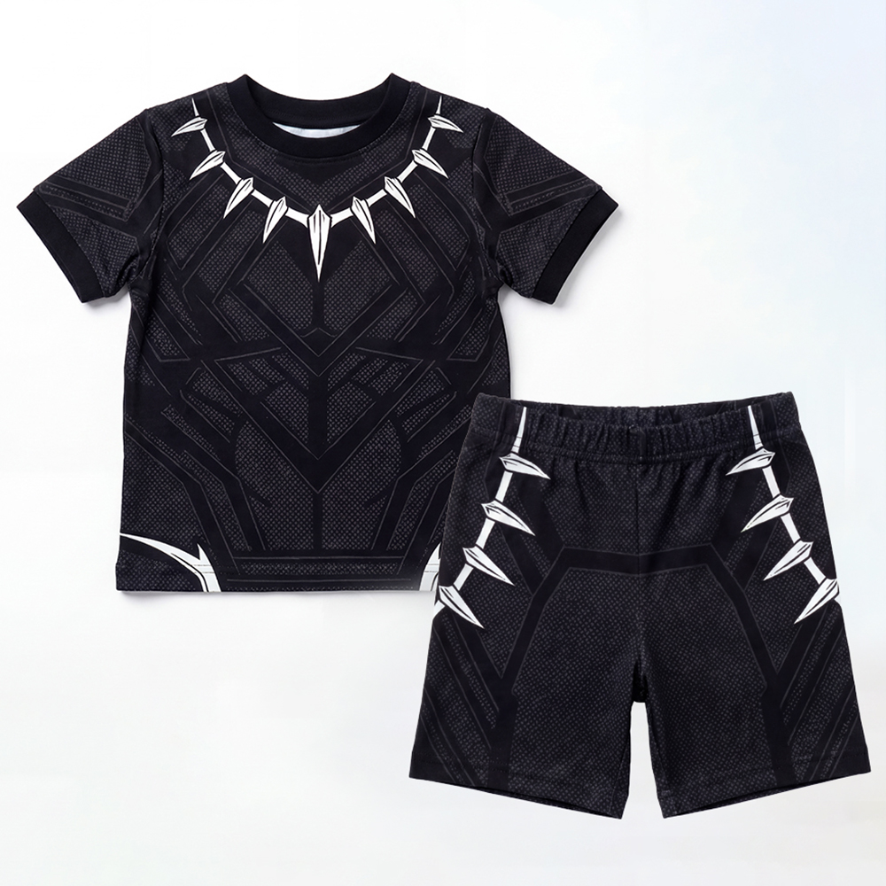 Baby Boy Clothes Set Cartoon Marvel Superhero Black Panther Short Sleeve Outfits Cotton Toddler Kids Clothing Sets 1-7 Years - 2