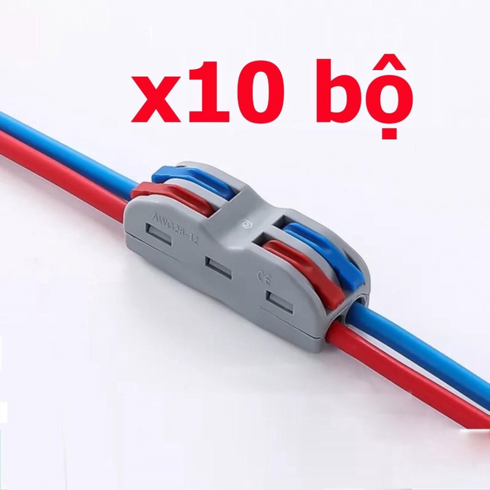  COMB 10 BỘ Cút nối dây điện nhanh PCT 222 jack nối dây điện đầu nối cốt nối dây điện nhanh đủ loại tải 32A 7kw 