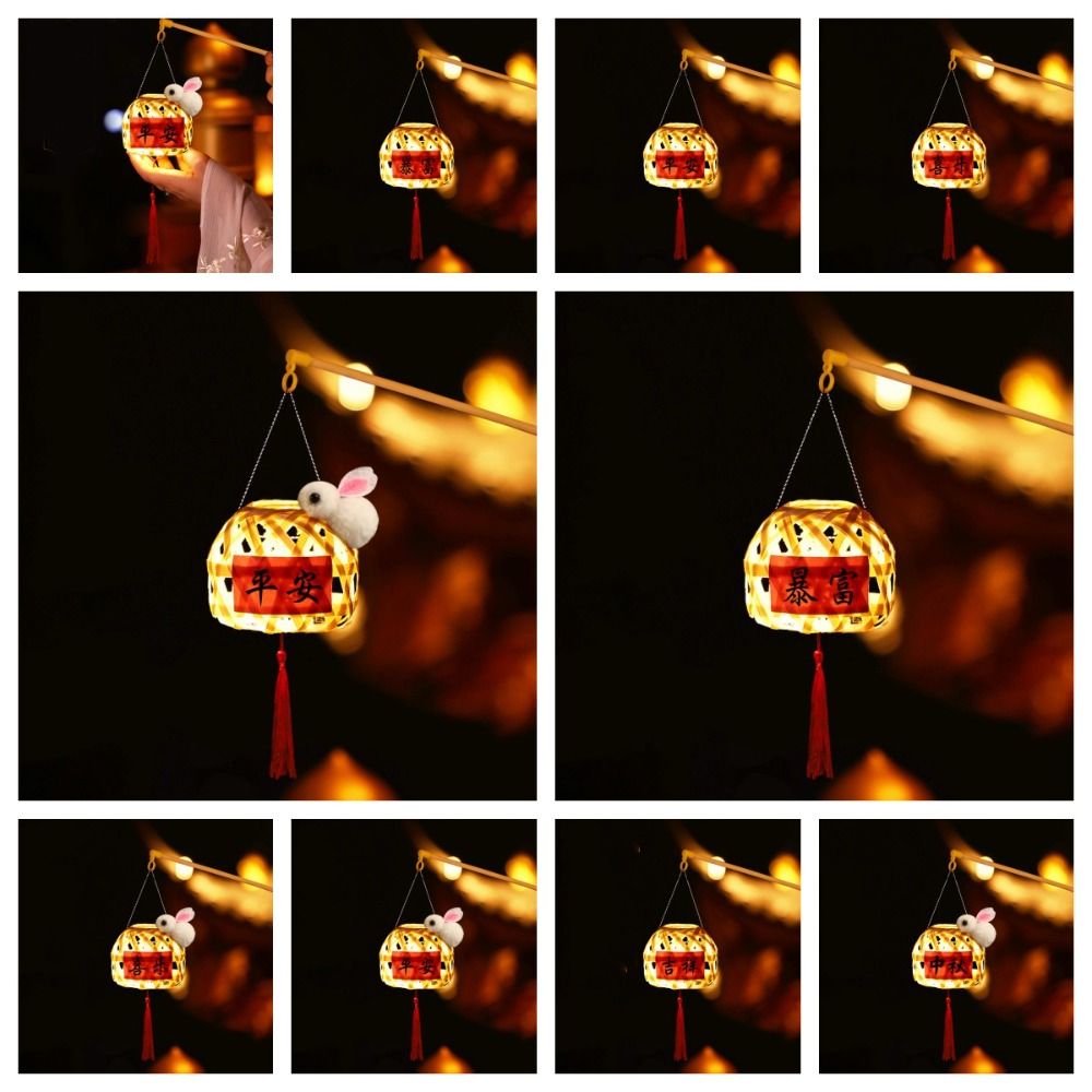 Haiyunia đèn LED tre Trung Thu Đèn lồng làm bằng tay Phong cách Trung Quốc dệt lễ hội đèn lồng di động chiếu sáng tre di động trang trí tiệc đèn lồng