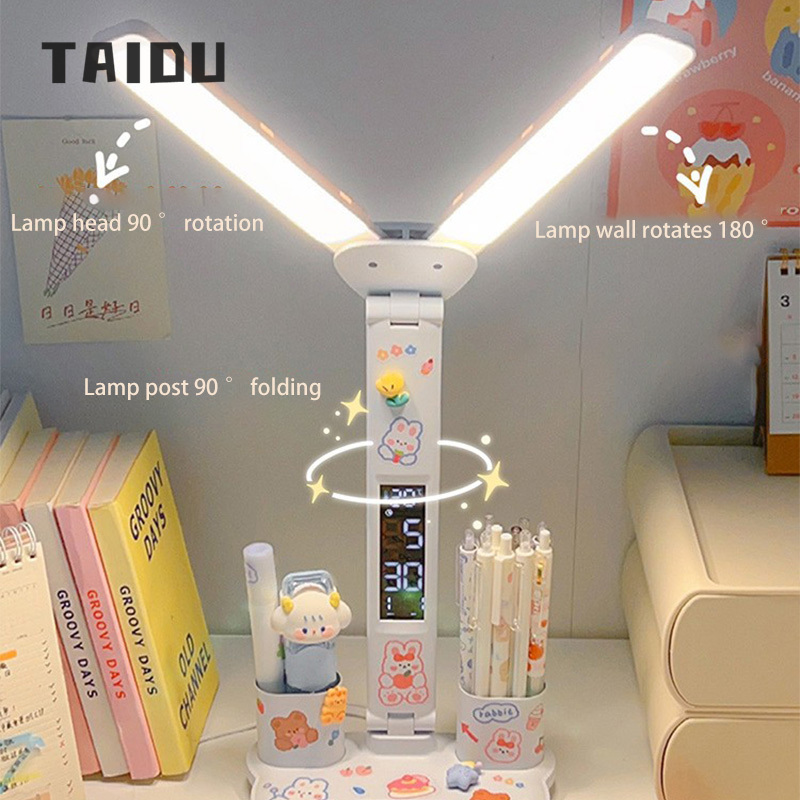 TAIDU Desk lamp student dormitory special study desk cute alarm clock integrated folding charging bedside reading lamp ราคา 288 บาท*ส่งฟรี