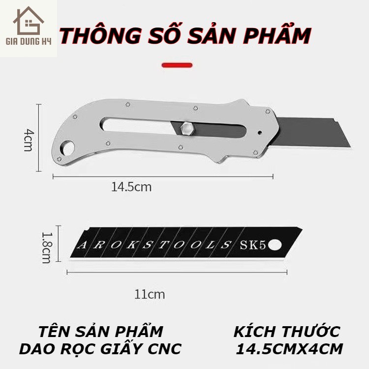 Dao rọc giấy cán inox, có ốc tăng đưa vô cùng tiện dụng cán dao bằng