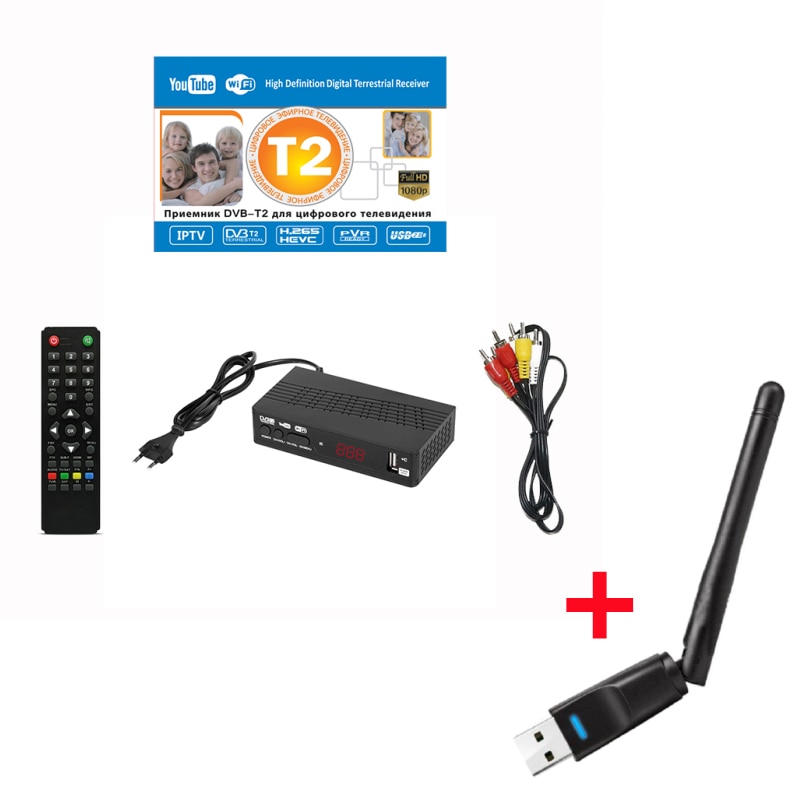 Với Wifi Với Wifi rắc cắm Châu Âu HD 1080P DVB-T2 Bộ thu sóng Vệ Tinh Giải Mã TV box tv Tuner DVB T2 USB2.0 Được Xây Dựng-Trong N Hướng Dẫn Cho Bộ điều hợp màn hình