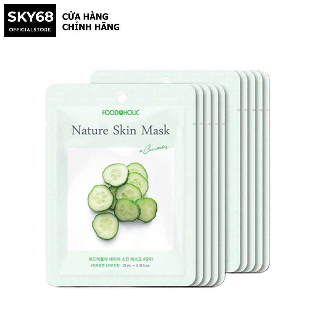  Combo 10 Mặt Nạ Dưa Leo Giúp Ngăn Ngừa Mụn Căng Bóng Da Foodaholic Nature Skin Mask 23gx10 - CUCUMBER x10 