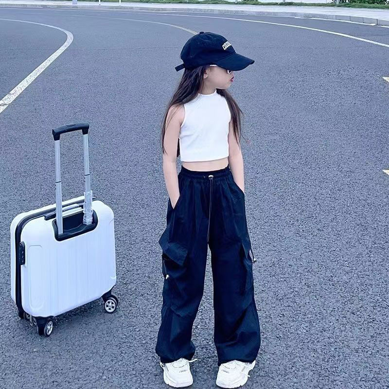 YADOU🔥quần dài bé gái Quần kaki túi hộp bo gấu cho bé gái phong cách hip hop quần trẻ em quần cho