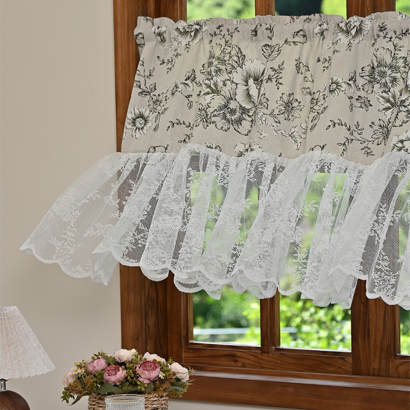 เลือกซื้อ ผ้าม่าน 1pc Vintage Printed Patchwork Curtains, Ink and Washsemi Blackout Short Curtains, Kitchen and Study Partition Curtains ราคาพิเศษ มีเก็บเงินปลายทาง