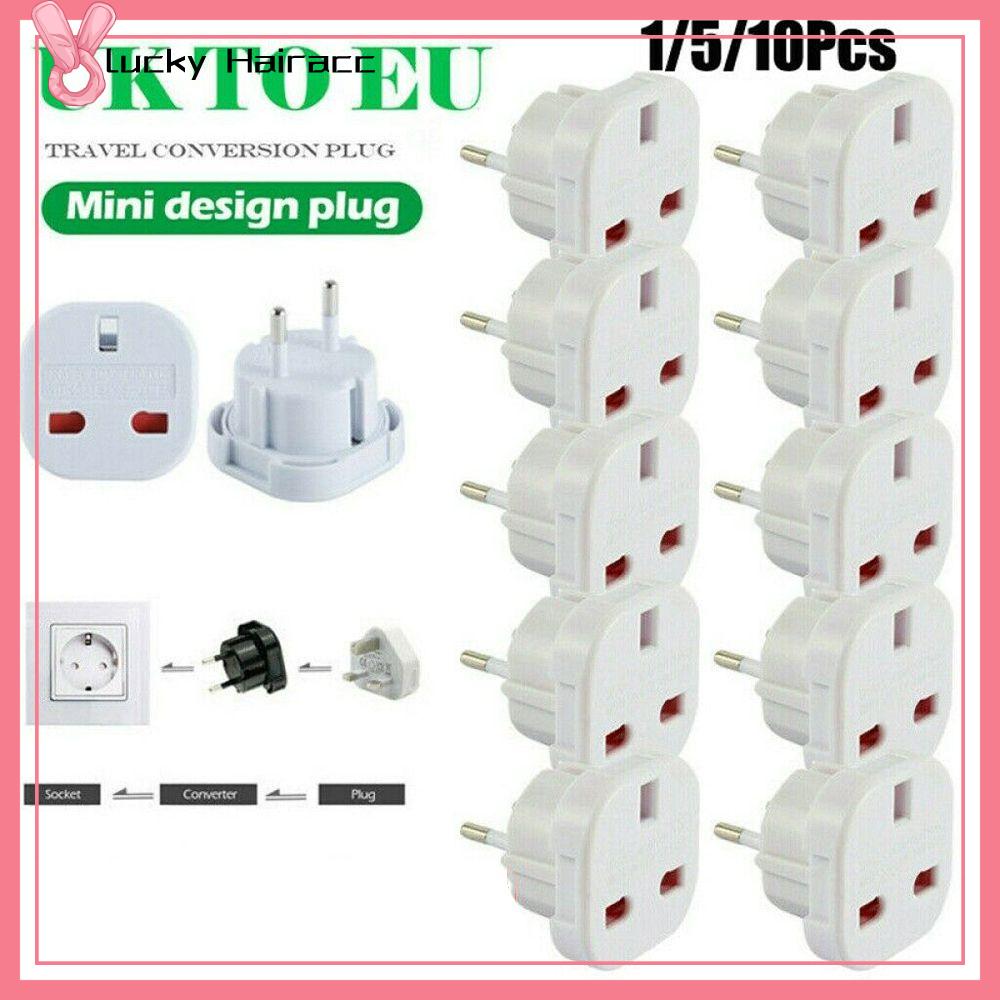 LUCKY HAIRACC 1/5/10pcs Du lịch Phụ Kiện Sạc điện Tường Ổ Cắm Ổ cắm Cắm Du lịch Adapter ANH để EU Chuyển Đổi Nối ổ cắm