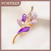 PCWFKEF Fashion Elegant Flower Tulip Brooches For Women Clothing Coat Jewelry Accessries Gift