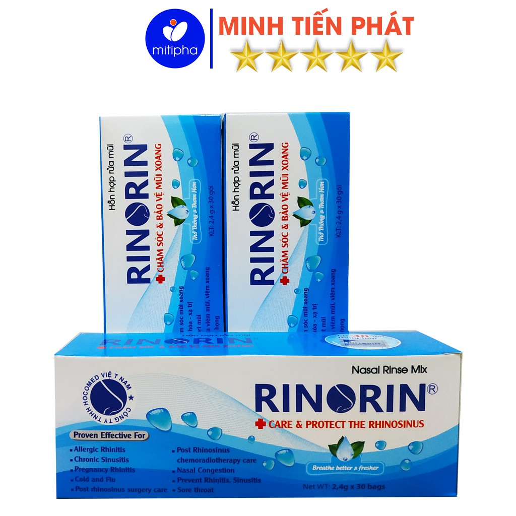 Bộ 3 hộp muối Rinorin rửa mũi, súc họng cho bé và người lớn