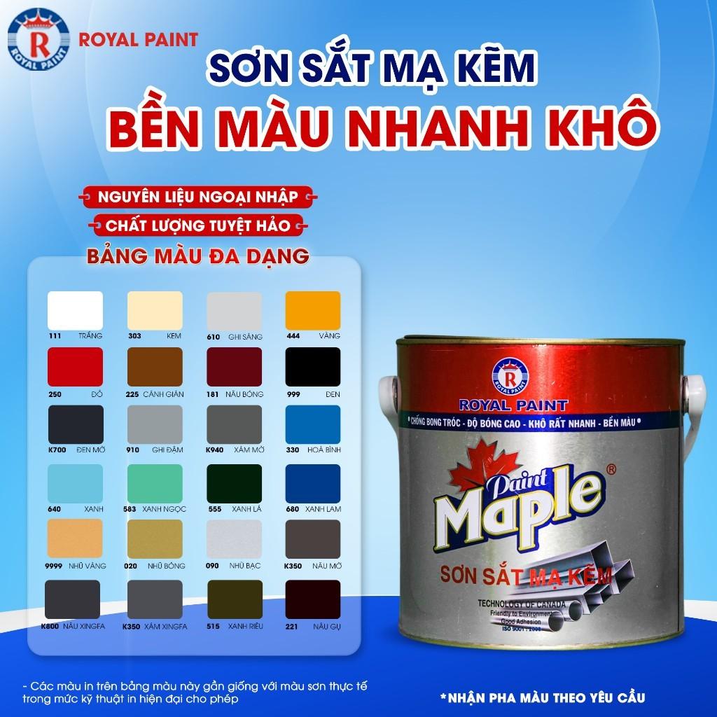 Sơn Sắt Mạ Kẽm MAPLE Loại 1L , Sơn Mạ Kẽm Loại Đặc Biệt,KLT từ 0.75kg tới 0.8kg tùy màu ,Hệ 2 trong 1, Độ Bóng Cao, Bền Màu, Kháng Tia UV, mái tôn ,cờ tổ quốc , cửa cuốn , mái nhà