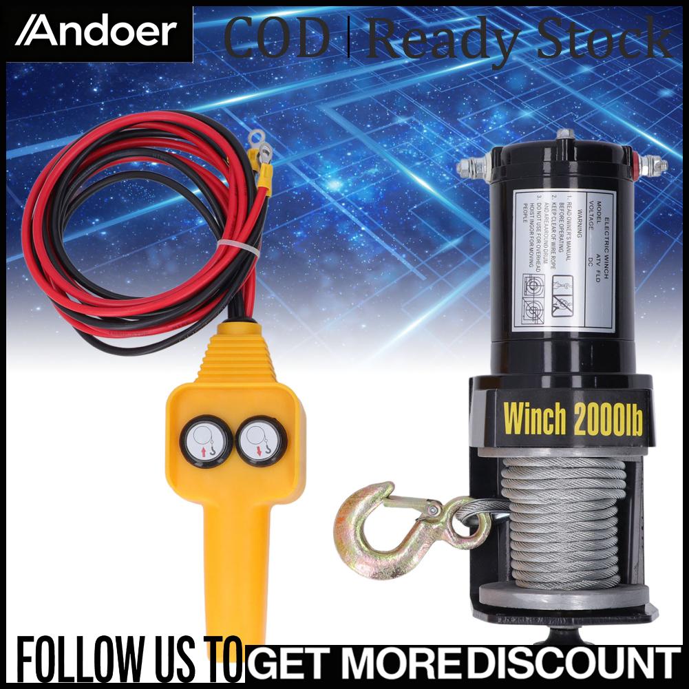 Andoer กว้านไฟฟ้า 24V กว้านไฟฟ้าลวดสลิงแกนทองแดงสำหรับรถบรรทุก ราคา 14,890 บาท*ส่งฟรี