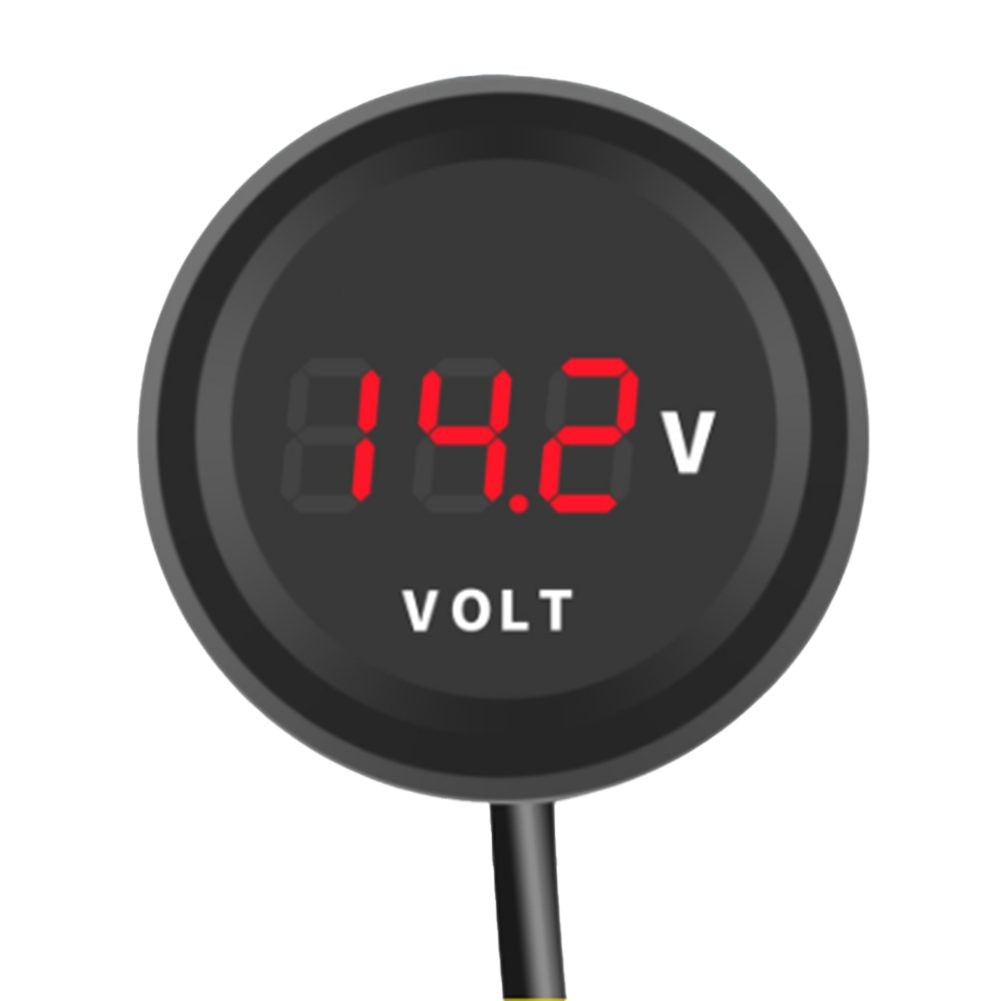Mileauto kỹ thuật số đèn LED tròn Vôn kế mét màn hình cho xe máy xe cho xe tải thuyền Giao hàng nhanh