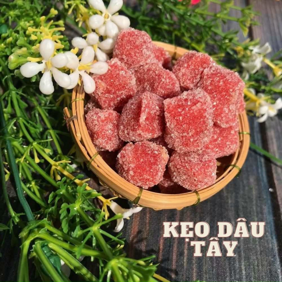 1kg kẹo dâu tây đặc sản Đà Lạtsang trọng hợp vệ sinh