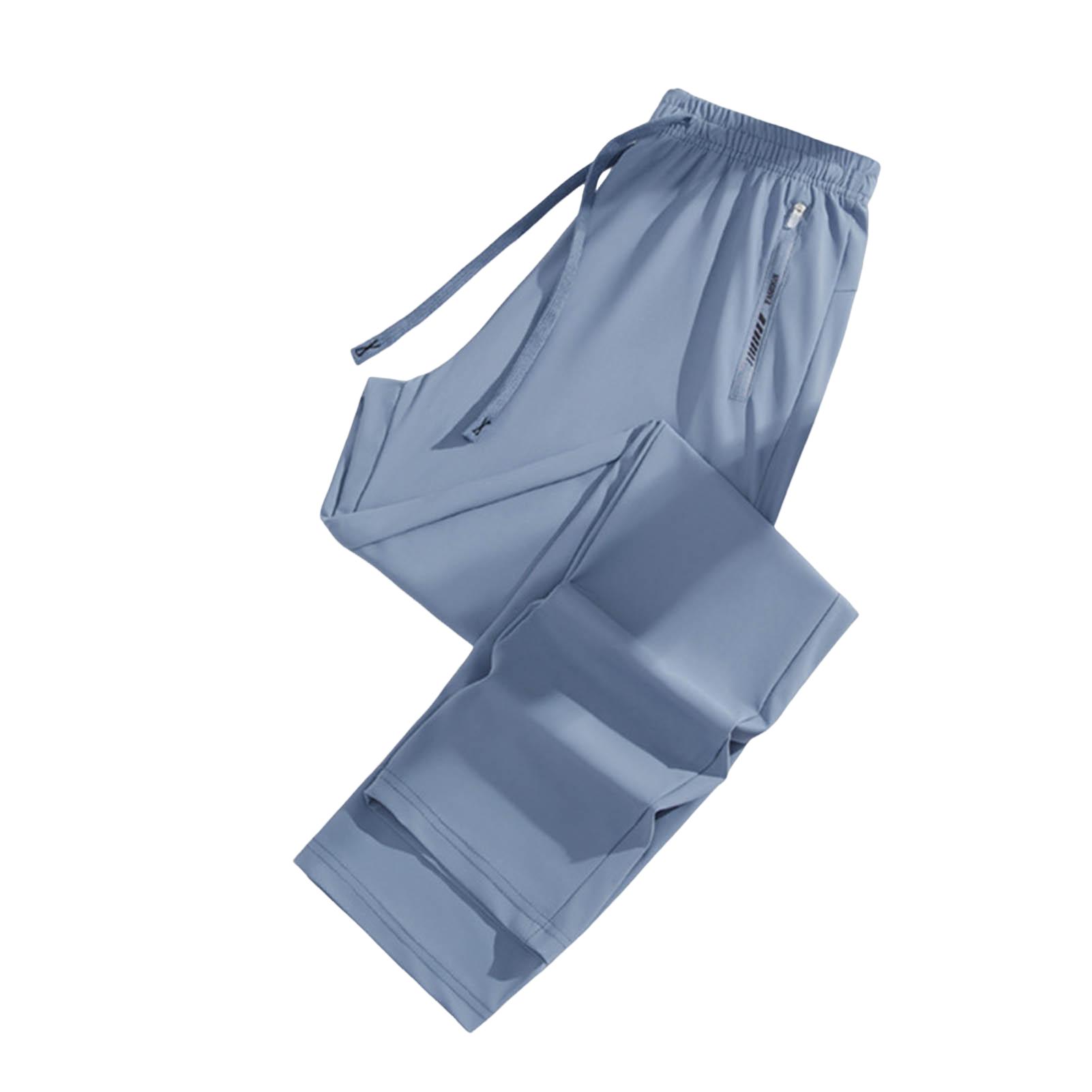 UHH Elastic Waistband Pants Unisex Summer Ice Silk Pants Lightweight Quick-dry Loose Fit Straight Leg Cooling Trousers with Drawstring Elastic Waist Breathable Sweatpants for Daily Wear Sports