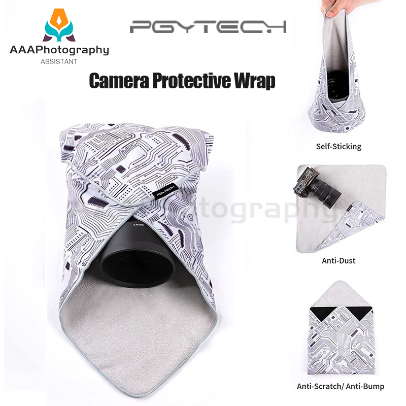 Đai bảo vệ máy ảnh PGYTECH, vải Túi đựng ống kính chống trầy xước, Vỏ máy ảnh bảo vệ tự vải dính ma thuật cho DSLR/điện thoại/Phụ kiện máy ảnh